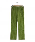 paloma-woolパロマウール）の古着「Nadir リブ編みストライプフィットパンツ」｜グリーン