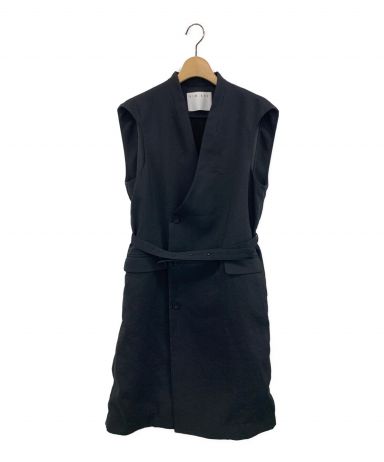 【RIM.ARK】ベスト黒 Nocollar box shape vest