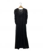 CELFORDセルフォード）の古着「リボンチュールVネックドレス」｜ブラック