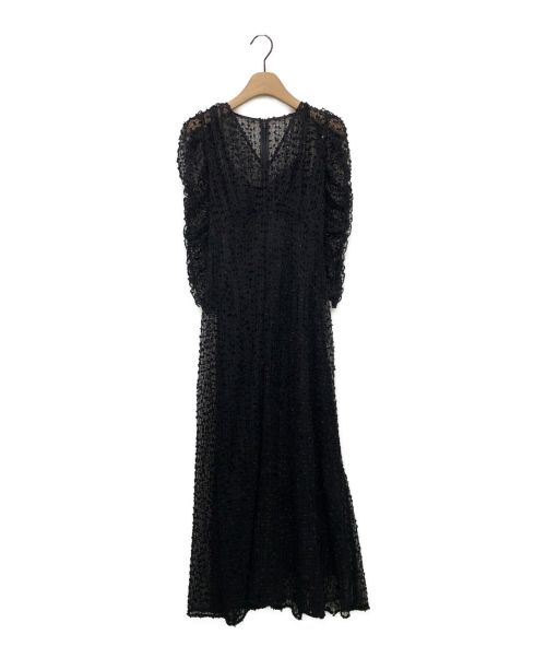CELFORD（セルフォード）CELFORD (セルフォード) リボンチュールVネックドレス ブラック サイズ:36の古着・服飾アイテム