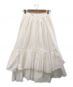 MES VACANCESミヴァコンス）の古着「Organic cotton ティアードスカート」｜ホワイト