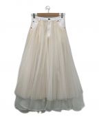 Belle vintageベル ヴィンテージ）の古着「デニムドッキングボリュームチュールスカート」｜ホワイト