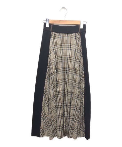 WRAPINKNOT（ラッピンノット）WRAPINKNOT (ラッピンノット) サイドラインプリーツスカート/ニットスカート ブラウンの古着・服飾アイテム