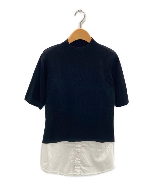 RIM.ARK（リムアーク）RIM.ARK (リムアーク) Docking shirt knit tops ブラック×ホワイト サイズ:38の古着・服飾アイテム