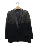 Jean Paul Gaultier FEMMEジャンポールゴルチェフェム）の古着「レザー切替テーラードジャケット」｜ブラック