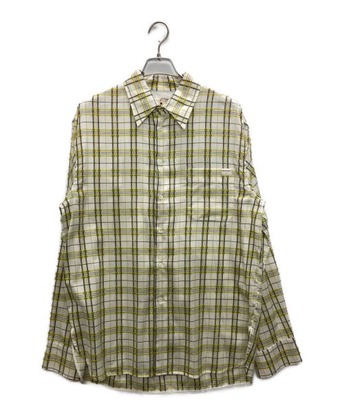 MARNI（マルニ）MARNI (マルニ) チェックパターンエンブロイダリーシャツ アイボリー×グリーン サイズ:50の古着・服飾アイテム
