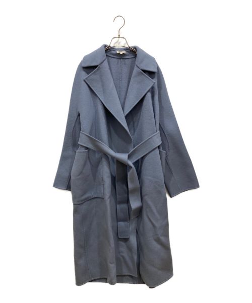 BLAMINK（ブラミンク）BLAMINK (ブラミンク) belted wool long coat ベルテッドウールロングコート 7925-299-0250 スカイブルー サイズ:38の古着・服飾アイテム