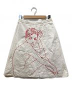 DIRK VAN SAENEダークヴァンセーヌ）の古着「刺繍スカート」｜ホワイト