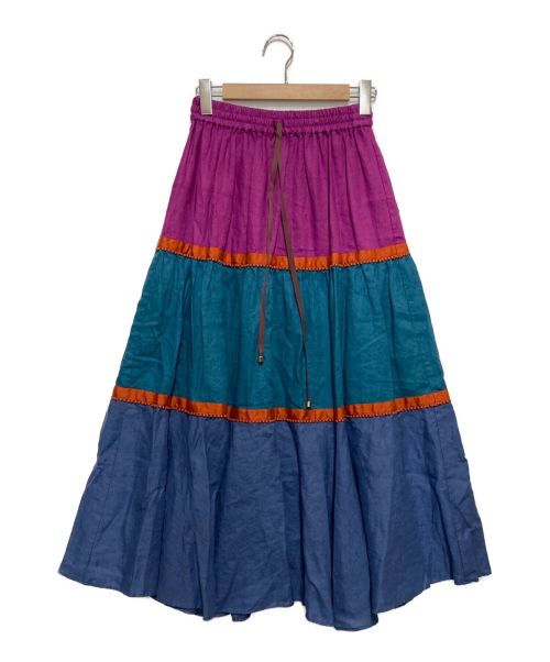 IENA LA BOUCLE（イエナ ラ ブークル）IENA LA BOUCLE (イエナ ラ ブークル) リネンカラーティアードスカート ショッキングピンク サイズ:SIZE36の古着・服飾アイテム