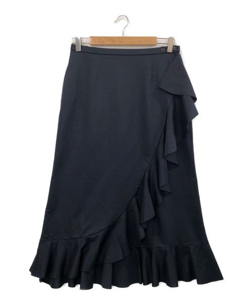 eclat（エクラ）eclat (エクラ) 地曳いく子 (ジビキイクコ) フリルラップスカート ネイビー サイズ:40の古着・服飾アイテム