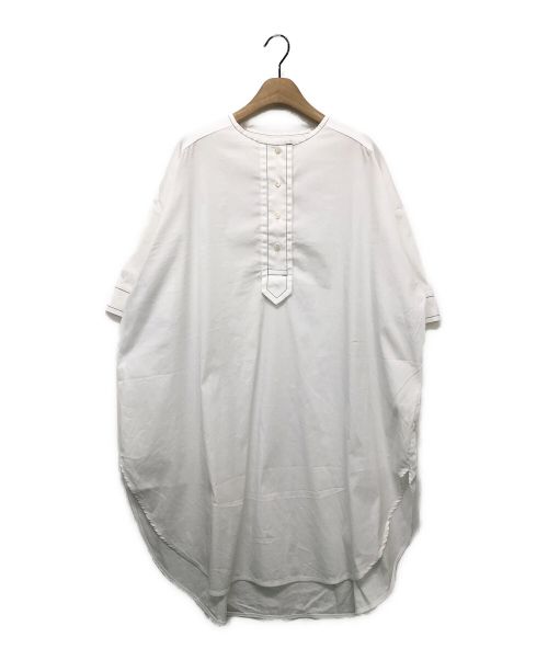 YORI（ヨリ）yori (ヨリ) ノーカラーシャツチュニックブラウス ホワイト サイズ:Fの古着・服飾アイテム