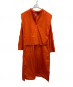 CristaSeyaクリスタセヤ）の古着「Padded Collar Double Shirt Dress」｜オレンジ