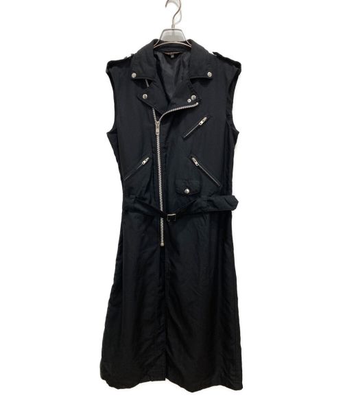 BLACK COMME des GARCONS（ブラック コムデギャルソン）BLACK COMME des GARCONS (ブラック コムデギャルソン) ノースリーブロングバイカージャケット ブラック サイズ:Sの古着・服飾アイテム