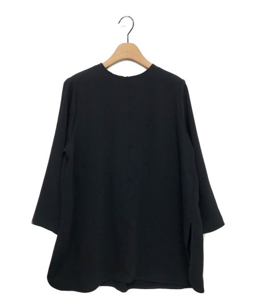 SOEJU（ソージュ）SOEJU (ソージュ) サテンAラインチュニックブラウス ブラック サイズ:Mの古着・服飾アイテム