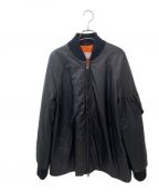 Maison Martin Margielaメゾンマルタンマルジェラ）の古着「レザーMA-1ジャケット」｜ブラック