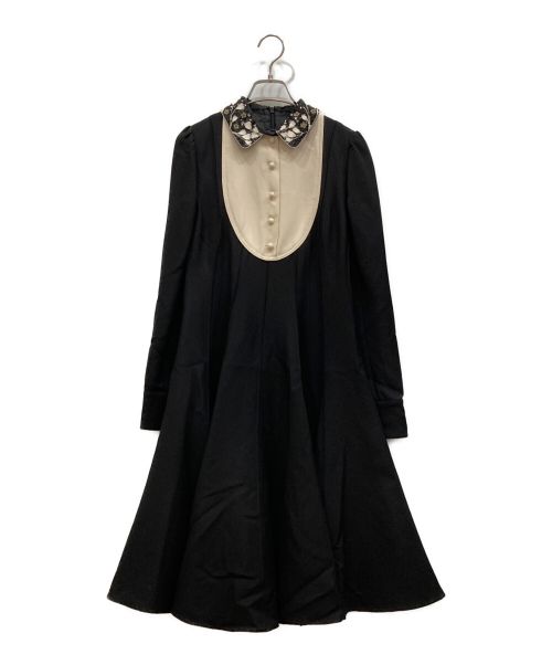 VALENTINO（ヴァレンティノ）VALENTINO (ヴァレンティノ) ビブフロントウールシルクドレス　NB3VADL51CF ブラック サイズ:40の古着・服飾アイテム