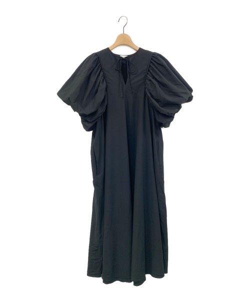 ENFOLD（エンフォルド）ENFOLD (エンフォルド) コットンリップル ボリュームSleeveマキシDRESS ブラック サイズ:36の古着・服飾アイテム