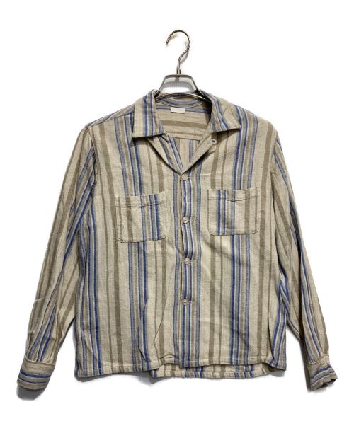 SEEALL（シーオール）SEEALL (シーオール) ストライプシャツ ベージュ×ブルー サイズ:44の古着・服飾アイテム