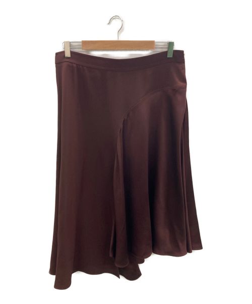 ROCHAS（ロシャス）Rochas (ロシャス) アシンメトリーサテンスカート ブラウン サイズ:44の古着・服飾アイテム