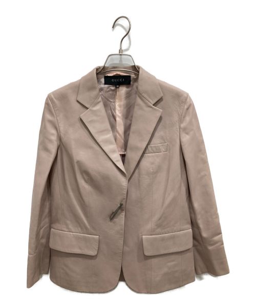GUCCI（グッチ）GUCCI (グッチ) レザーテーラードジャケット ピンク サイズ:38の古着・服飾アイテム