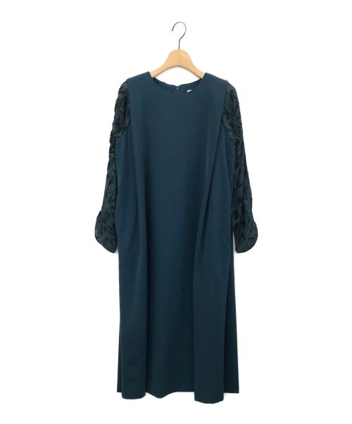 whyto.（ホワイト）whyto. (ホワイト) ストレッチ スリーブリーフIラインタックドレス グリーン サイズ:36の古着・服飾アイテム