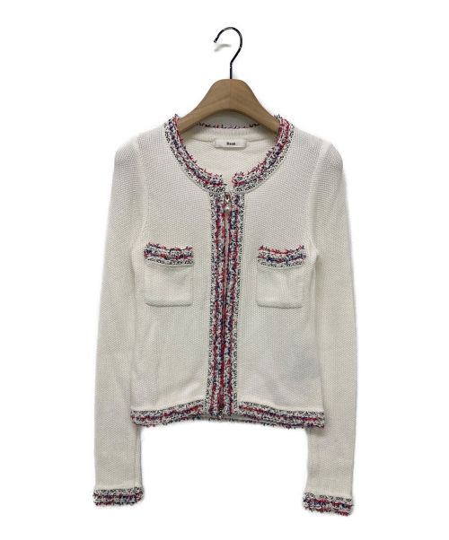Rene（ルネ）Rene (ルネ) パールスライダーツイードニットジャケット ホワイト サイズ:34の古着・服飾アイテム