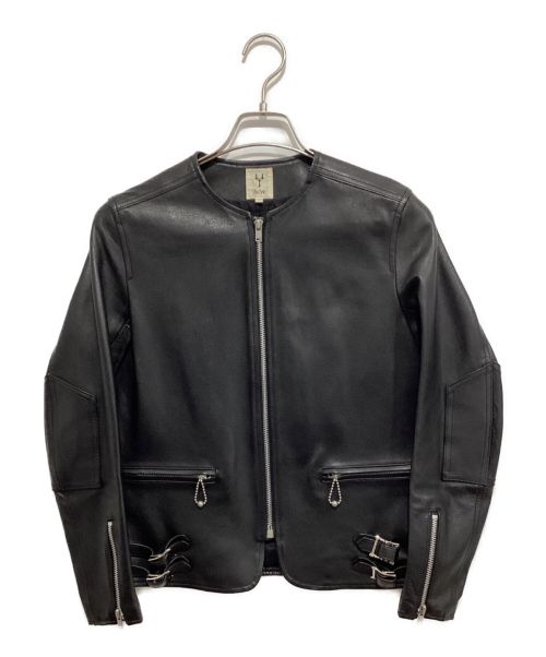 SCYE（サイ）SCYE (サイ) NO COLLAR BIKER JACKET ブラック サイズ:36の古着・服飾アイテム