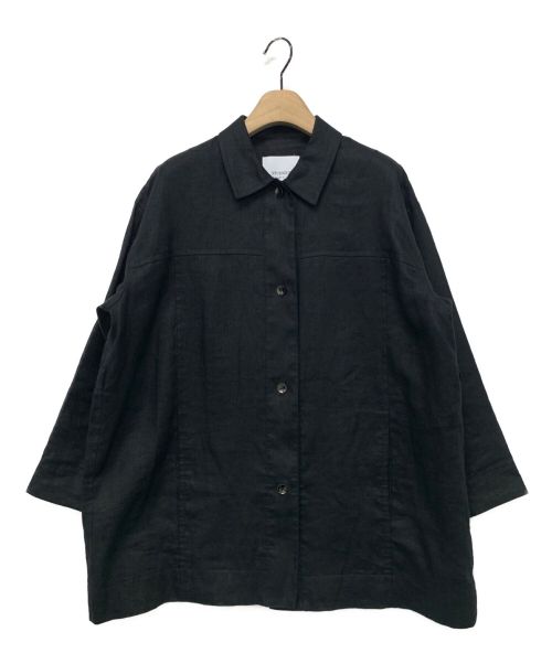 STUDIOUS（ステュディオス）STUDIOUS (ステュディオス) リネンオーバーサイズシャツ ブラック サイズ:FREEの古着・服飾アイテム
