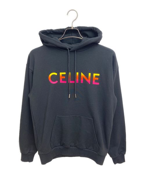 CELINE（セリーヌ）CELINE (セリーヌ) グラデーションCELINEプリント ルーズフィットフーディー ブラック サイズ:XS 未使用品の古着・服飾アイテム