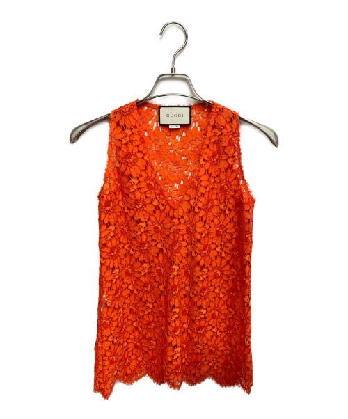 GUCCI（グッチ）GUCCI (グッチ) レースカットソー オレンジ サイズ:36の古着・服飾アイテム
