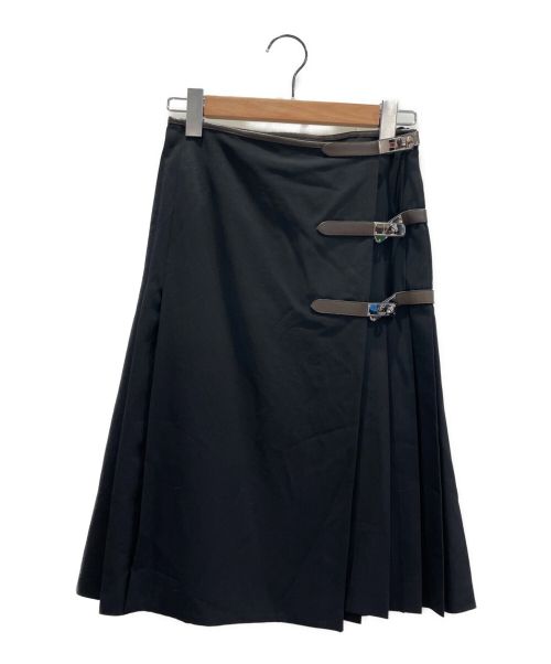 HERMES（エルメス）HERMES (エルメス) ケリープリーツデザインスカート ブラック サイズ:34の古着・服飾アイテム