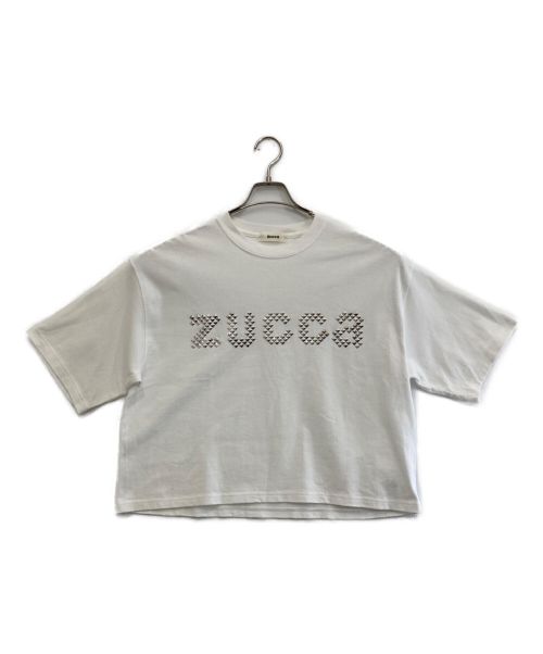ZUCCA（ズッカ）ZUCCA (ズッカ) PO スタッズロゴT ホワイト×シルバー サイズ:Mの古着・服飾アイテム
