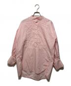 TSURU by MARIKO OIKAWAツルバイマリコオイカワ）の古着「パールボタンバンドカラーシャツ」｜ピンク
