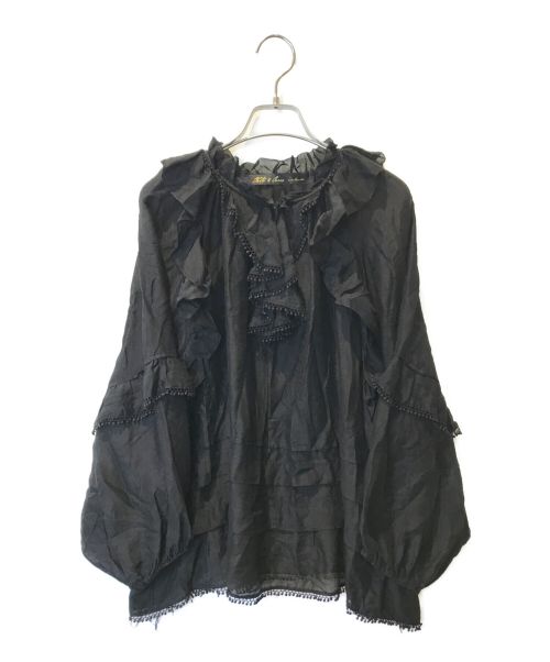 CLOTH&CROSS（クロスアンドクロス）CLOTH&CROSS (クロスアンドクロス) フリルブラウス ブラック サイズ:不明の古着・服飾アイテム