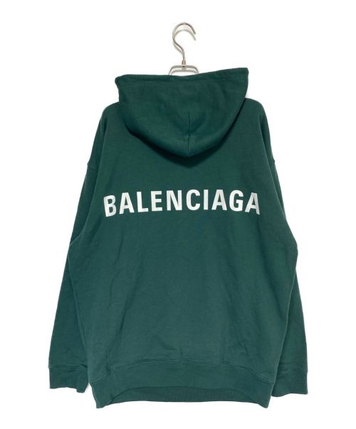 BALENCIAGA（バレンシアガ）BALENCIAGA (バレンシアガ) バックロゴプリント オーバーサイズフーディー グリーン サイズ:XSの古着・服飾アイテム