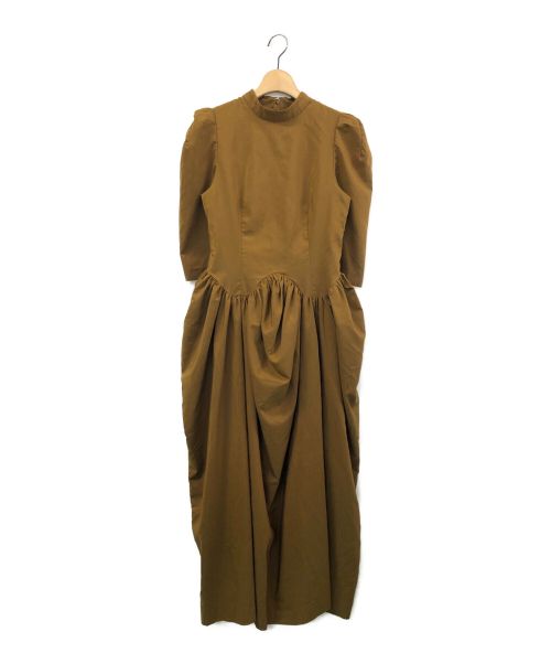 Ameri（アメリ）AMERI (アメリ) ウェーブウエストコクーンドレス ブラウン サイズ:Sの古着・服飾アイテム