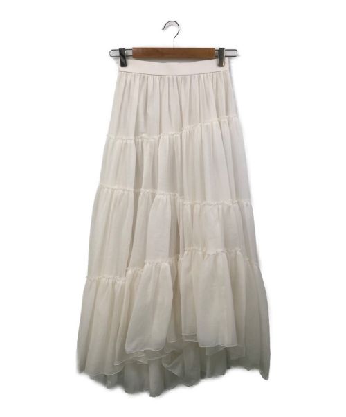 anuans（アニュアンス）anuans (アニュアンス) ボリュームティアードオーガンジースカート ホワイト サイズ:Sの古着・服飾アイテム