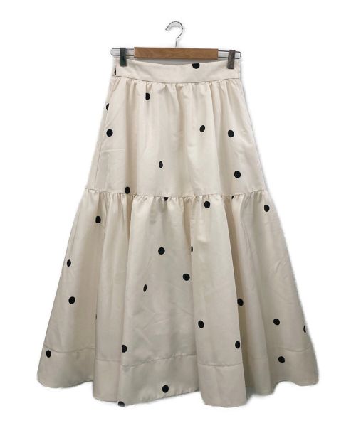CADUNE（カデュネ）CADUNE (カデュネ) ドット切替スカート アイボリー サイズ:36の古着・服飾アイテム