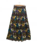 GRACE CONTINENTALグレースコンチネンタル）の古着「マルチ刺繍スカート」｜ブラウン