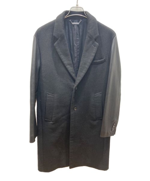 MONKEY TIME（モンキータイム）MONKEY TIME (モンキータイム) 袖レザー切り替えチェスターコート ブラック サイズ:1の古着・服飾アイテム