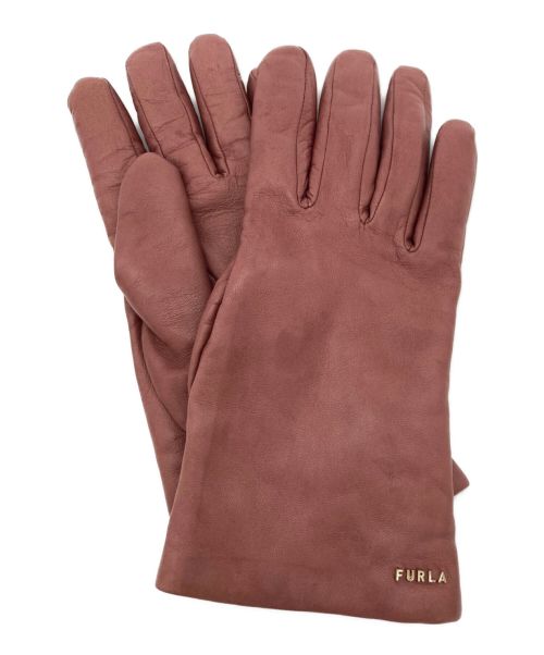 FURLA（フルラ）FURLA (フルラ) レザーグローブ ピンクの古着・服飾アイテム