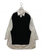 Maison Margielaメゾンマルジェラ）の古着「Spliced ニット シャツ ドレス  S51DL0356 S44720」｜ホワイト×ブラック