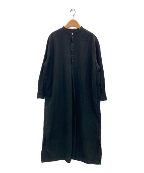 かぐれ（カグレ）かぐれ (カグレ) リネンシャツワンピース ブラック サイズ:Fの古着・服飾アイテム