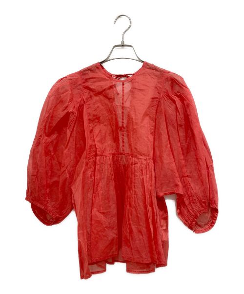 UNGRID（アングリッド）UNGRID (アングリッド) コットンオーガンジーボリュームブラウス レッド サイズ:Free 未使用品の古着・服飾アイテム