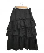 Rアール）の古着「リネンツイル スカート」｜ブラック