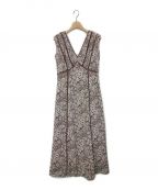 HER LIP TOハーリップトゥ）の古着「Lace Trimmed Floral Dress」｜ブラウン