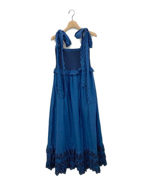 CASA FLINE（カーサフライン）CASA FLINE (カーサフライン) スモッキングエンブロイダリードレス ブルー サイズ:Fの古着・服飾アイテム