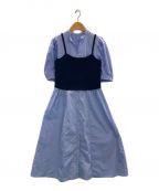 BLUE LABEL CRESTBRIDGEブルーレーベルクレストブリッジ）の古着「ニットビスチェシャツドレス」｜ライトブルー