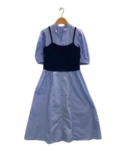 BLUE LABEL CRESTBRIDGE（ブルーレーベルクレストブリッジ）BLUE LABEL CRESTBRIDGE (ブルーレーベルクレストブリッジ) ニットビスチェシャツドレス ライトブルー サイズ:38の古着・服飾アイテム
