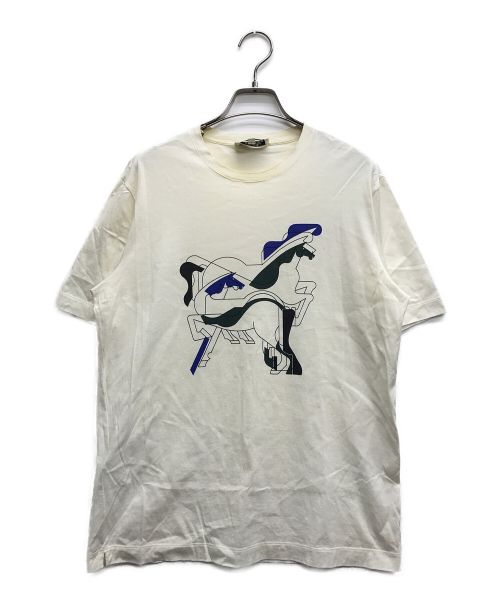 HERMES（エルメス）HERMES (エルメス) ブラジリアンホースプリントTシャツ ホワイト サイズ:Sの古着・服飾アイテム